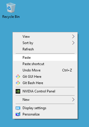 Right-click on desktop and select Paste