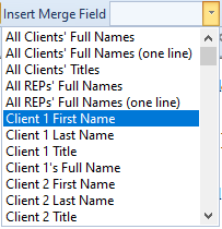 merge field drop down