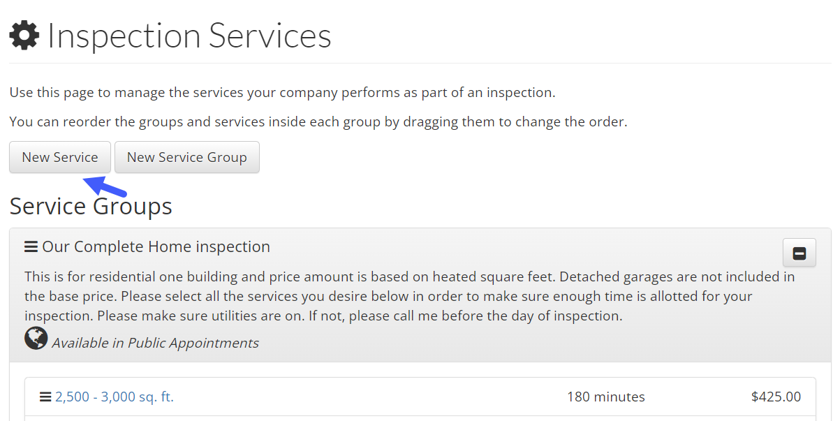 HomeGauge inspector dashboard inspection services section