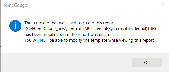 HomeGauge desktop report writer error message