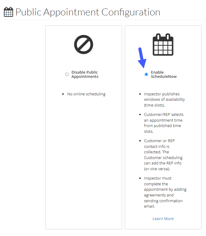 HomeGauge public appointments configuration