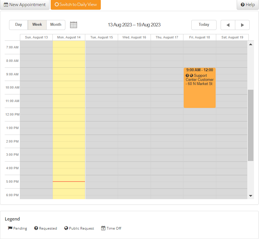 HomeGauge public appointments calendar