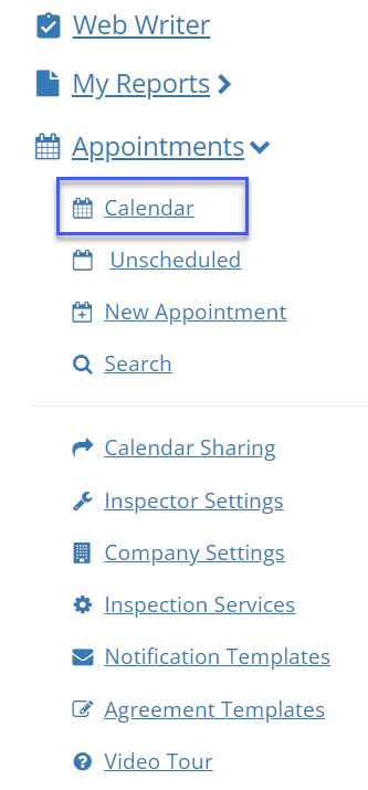 HomeGauge inspector dashboard sidebar menu