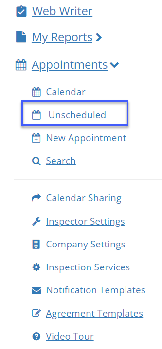 HomeGauge inspector dashboard sidebar menu