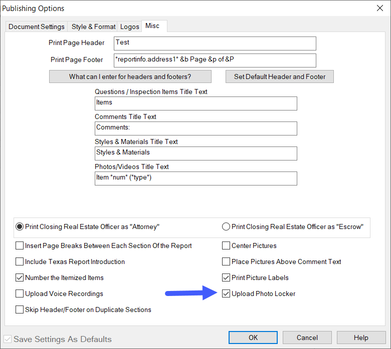 HomeGauge desktop report writer publishing options