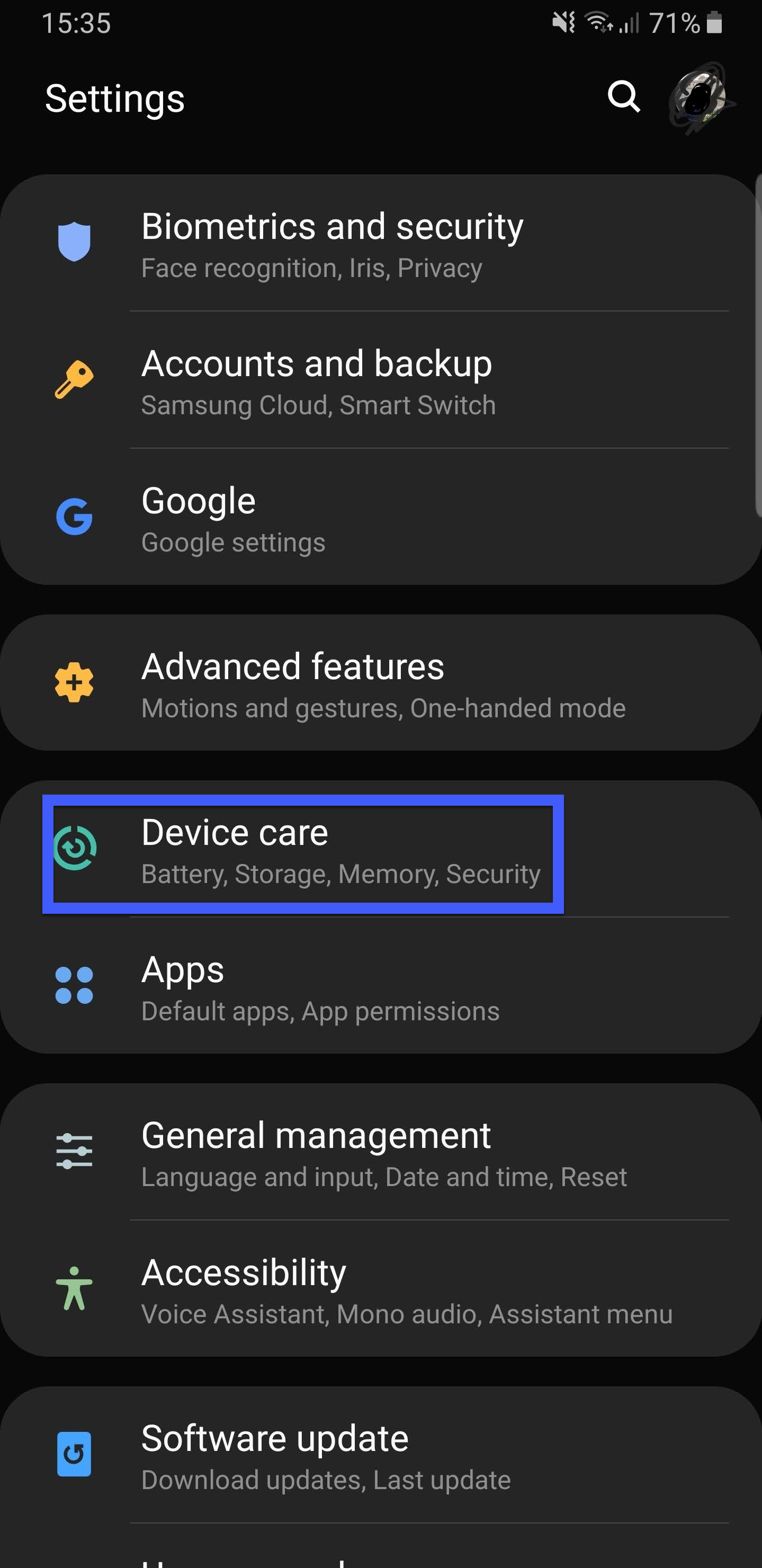 Android settings
