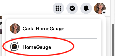 screenshot of facebook profile select