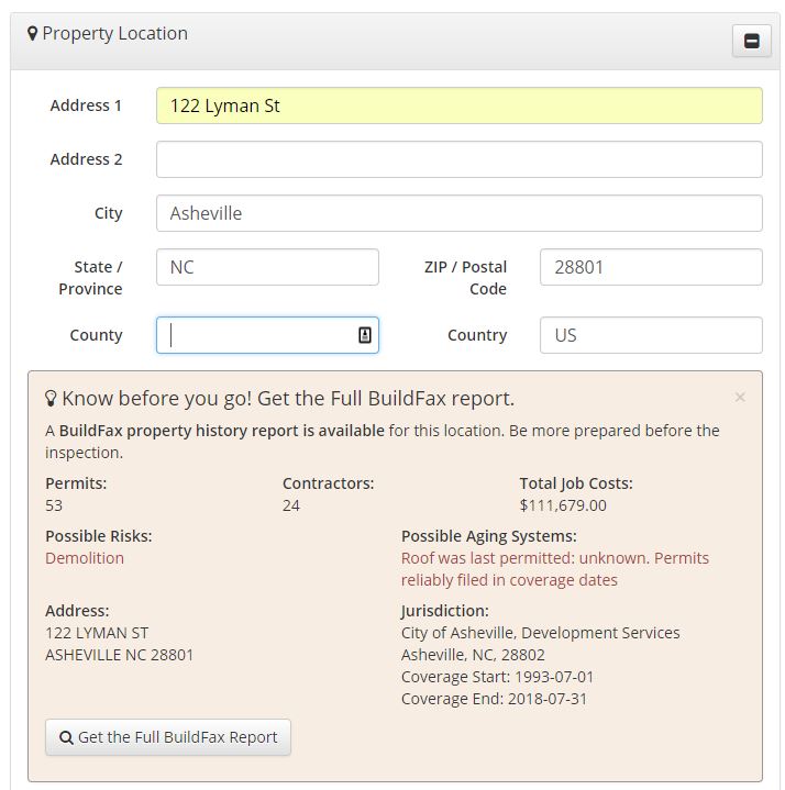 BuildFax Preview for Appointment